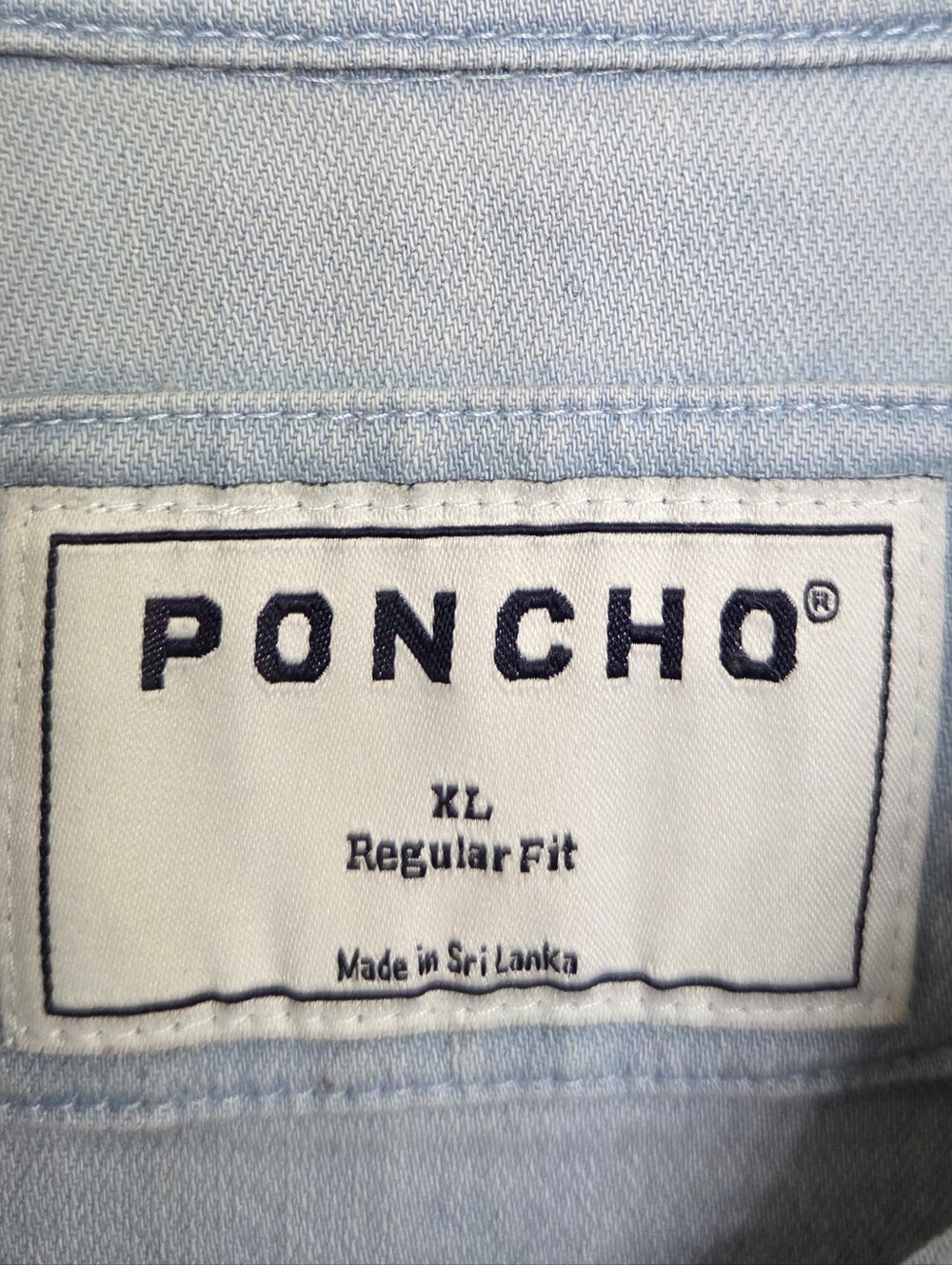 Poncho Men’s XL Light Wash Denim Western Pearl Snap Shirt Regular Fit - Picture 3 of 8